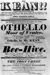 Manifesto teatrale che pubblicizza le esibizioni di Mr. Kean, 1818